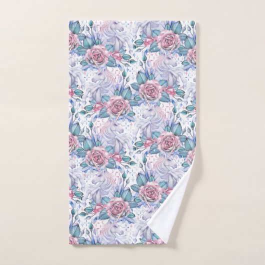 Roze en blauw Roos Patroon Bad Handdoek (Handdoek)