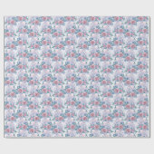 Roze en blauw Roos Patroon Cadeaupapier (Vlak)