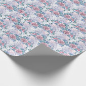 Roze en blauw Roos Patroon Cadeaupapier (Hoek)
