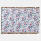 Roze en blauw Roos Patroon Deken (Voorkant)