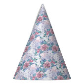 Roze en blauw Roos Patroon Feesthoedjes (Links)