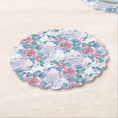 Roze en blauw Roos Patroon Kartonnen Onderzetters (Gekanteld)