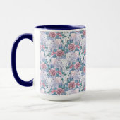 Roze en blauw Roos Patroon Mok (Links)