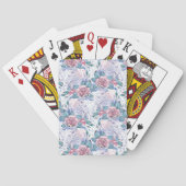 Roze en blauw Roos Patroon Pokerkaarten (Achterkant)