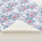 Roze en blauw Roos Patroon Sherpa Deken (3/4)