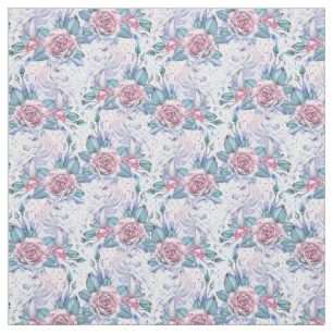 Roze en blauw Roos Patroon Stof
