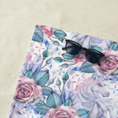 Roze en blauw Roos Patroon Strandlaken (In situ)