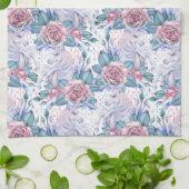 Roze en blauw Roos Patroon Theedoek (Gevouwen)
