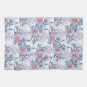 Roze en blauw Roos Patroon Theedoek (Horizontaal)