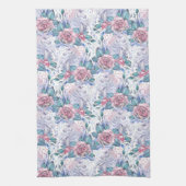 Roze en blauw Roos Patroon Theedoek (Verticaal)