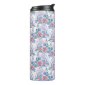 Roze en blauw Roos Patroon Thermosbeker (Gedraaid links)