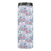 Roze en blauw Roos Patroon Thermosbeker (Achterkant)