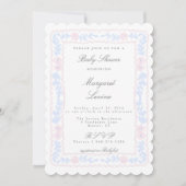 Roze en Blauw Roos Trellis Baby shower Invitation Kaart (Voorkant)