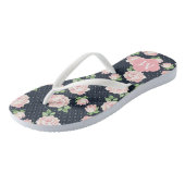 Roze en blauw Rozen Monogrammed Teenslippers (Schuin)