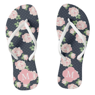 Roze en blauw  Rozen Monogrammed Teenslippers