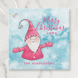 Roze en Blauw Schattigee Gnome Custom Merry Christ Bedankjes Labels