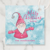Roze en Blauw Schattigee Gnome Custom Merry Christ Bedankjes Labels (Achterkant)