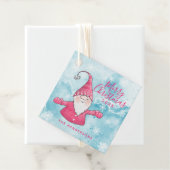 Roze en Blauw Schattigee Gnome Custom Merry Christ Bedankjes Labels (In situ)