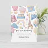 Roze en Blauw Schattigee Waterverf Geslacht onthul Kaart (Staand voorkant)