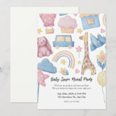 Roze en Blauw Schattigee Waterverf Geslacht onthul Kaart (Voorkant / Achterkant)