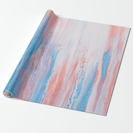 Roze en blauw schilderij cadeaupapier (Uitgerold)