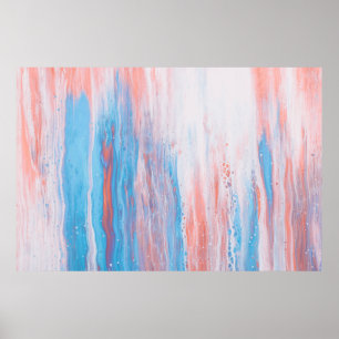 Roze en blauw schilderij poster