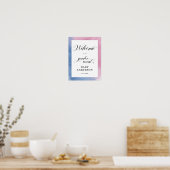 Roze en Blauw script Geslacht onthullen Welkom Poster (Keuken)
