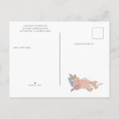 Roze en blauw shabby chic Bewaar de datum Aankondigingskaart (Achterkant)