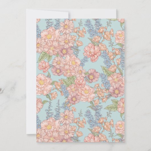 Roze en blauw shabby chic Vrijgezellenfeest Kaart (Achterkant)