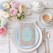 Roze en blauw shabby chique bloemen Baby shower Informatiekaartje