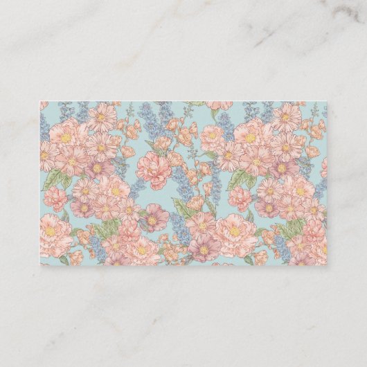 Roze en blauw shabby chique bloemen Baby shower Informatiekaartje (Achterkant)