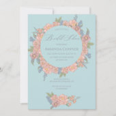 Roze en blauw shabby chique bloemen Vrijgezellenfe Kaart (Voorkant)