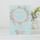 Roze en blauw shabby chique bloemen Vrijgezellenfe Kaart (Staand voorkant)