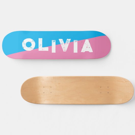 Roze en blauw skateboard retro split (Horizontaal)