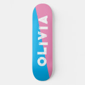 Roze en blauw skateboard retro split (Voorkant)