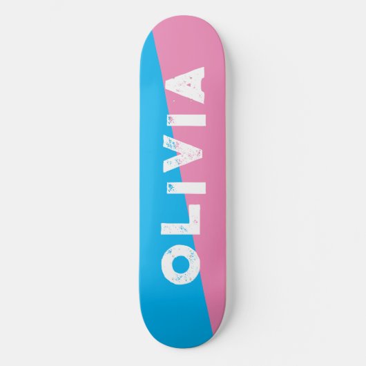 Roze en blauw skateboard retro split (Voorkant)