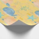 Roze en Blauw Slapen Walvis Baby shower Cadeaupapier (Hoek)