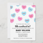 Roze en Blauw Snoep Harten Valentijn Gender Reveal Kaart (Voorkant)