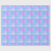Roze en blauw Snowflake Patroon Cadeaupapier (Vlak)