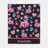 Roze en blauw spiegelpatroon op zwarte achtergrond fleece deken (Voorkant)