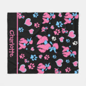 Roze en blauw spiegelpatroon op zwarte achtergrond fleece deken (Voorkant (Horizontaal))