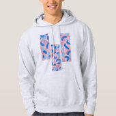 Roze en Blauw Split Doodle Patroon Hoodie (Voorkant)