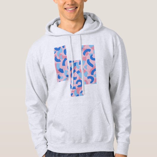 Roze en Blauw Split Doodle Patroon Hoodie (Voorkant)