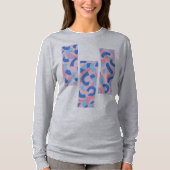 Roze en Blauw Split Doodle Patroon T-shirt (Voorkant)