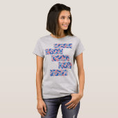 Roze en Blauw Split Doodle Patroon T-shirt (Voorkant volledig)