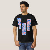 Roze en Blauw Split Doodle Patroon T-shirt (Voorkant volledig)
