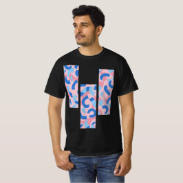 Roze en Blauw Split Doodle Patroon T-shirt