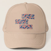 Roze en Blauw Split Doodle Patroon Trucker Pet (Voorkant)