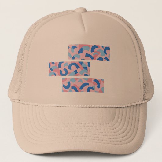 Roze en Blauw Split Doodle Patroon Trucker Pet (Voorkant)