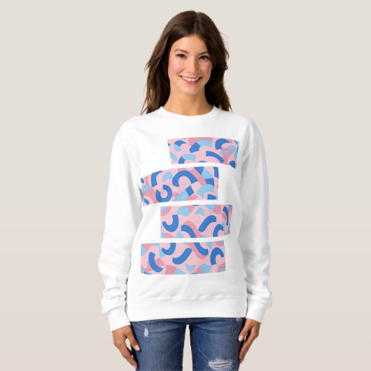 Roze en Blauw Split Doodle Patroon Trui (Voorkant volledig)